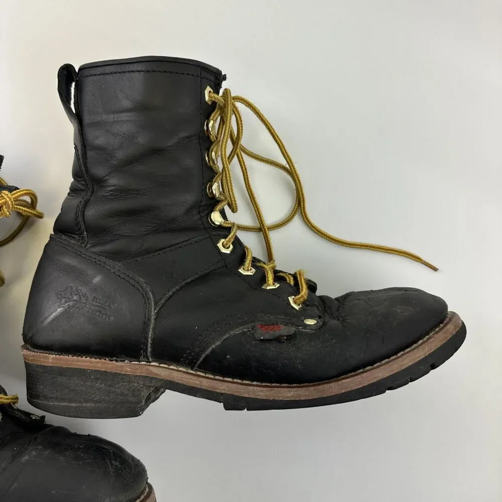 Field and Stream Black Leather Combat Boots Lace Up 1161 Mens 10 EE‎ Extra Wide